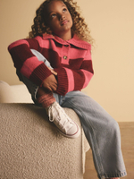 Джемпер с воротником для девочки Next B69-180, Бордовый, Розовый