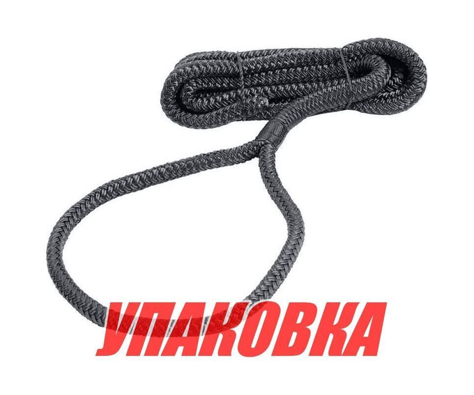 Веревка из сверхпрочного полиэфира с огонами для крепления кранца, d12 мм, L2,5 м, черный (упаковка из 4 шт.)