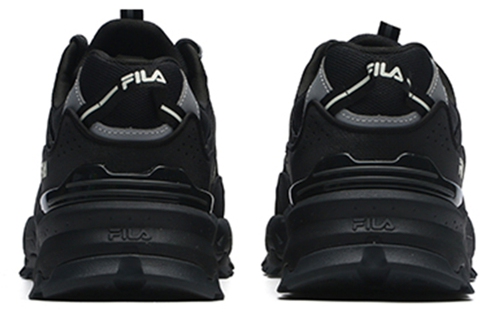 FILA Trek 1S fabric synthetic leather casual wear-resistant lightweight low-top daddy shoes men's black and gray