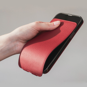 Чехол для iPhone 15 Pro Max из кожи теленка, вишневого цвета