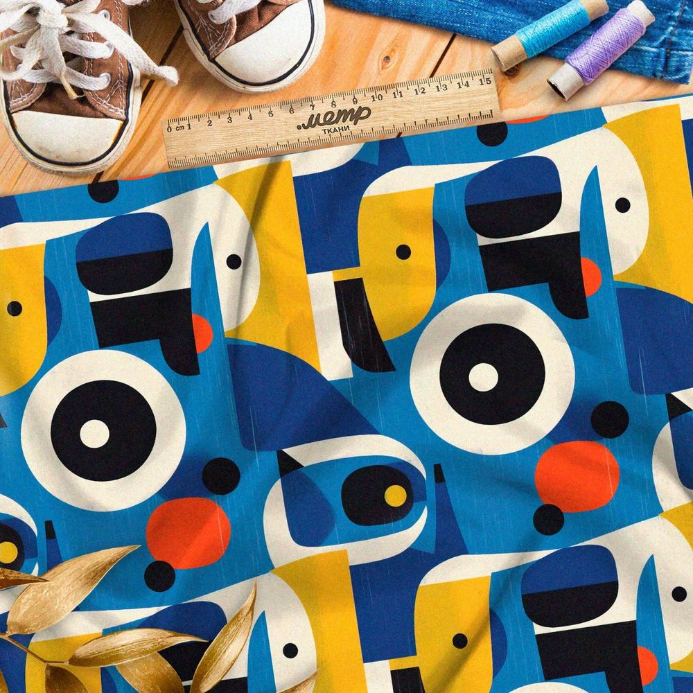 Ткань премиум атлас абстрактные животные