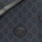 GUCCI Leather Messenger Bag, Shoulder Bag, Crossbody Bag Men"s Black Gray
