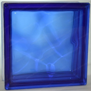Стеклоблок волна  синий  окраска в массе Vitrablok 19x19x8
