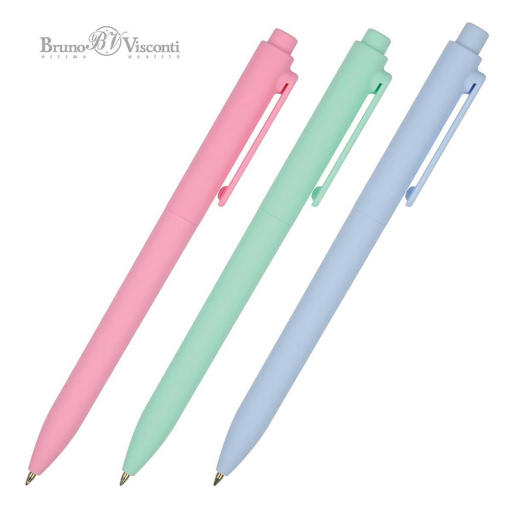 Ручка шариковая автомат. 0.7 мм, синяя "SoftClick. Zefir", 3 цвета корп. (Bruno Visconti)