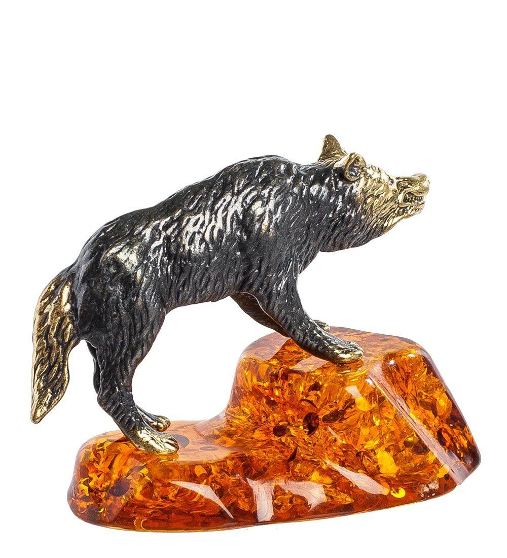 Народные промыслы AM- 968 Фигурка «Волк» (латунь, янтарь)