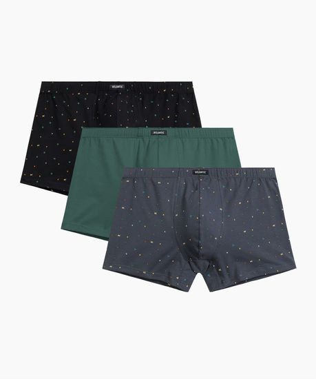 Трусы мужские боксеры (3шт), Atlantic 3MH-204, хлопок, черный + зеленый + графитовый