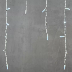 Светодиодная бахрома с колпачком 3,2*0,9 м., 168 холодных белых LED ламп, мерцание, каучуковый белый провод, LTC (LL168BLW-8-2W)