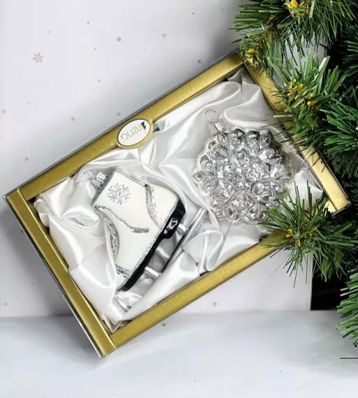 Набор стеклянных игрушек Ледяное ассорти, 2 шт., белый, Irena CO (62346)