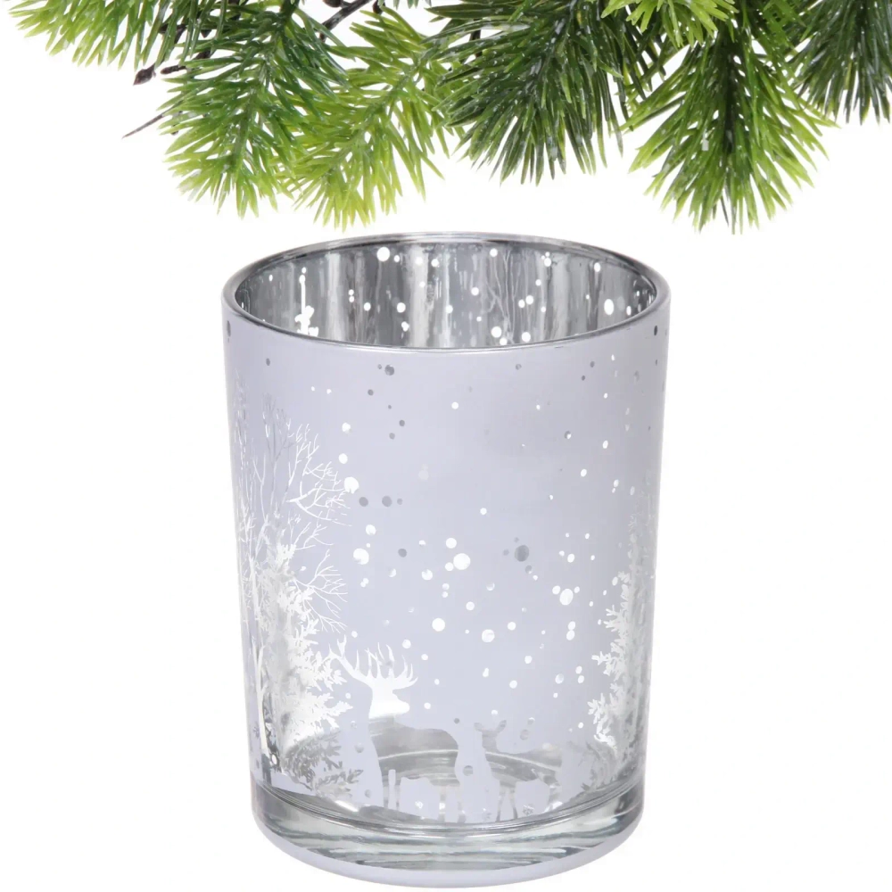 Подсвечник «Зимнее сияние» 10*12,5 см, Белый