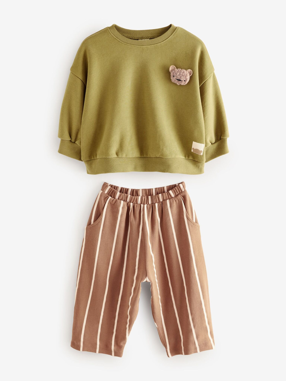 Толстовка и брюки в комплекте для девочки Next B97-372, Коричневый, Хаки