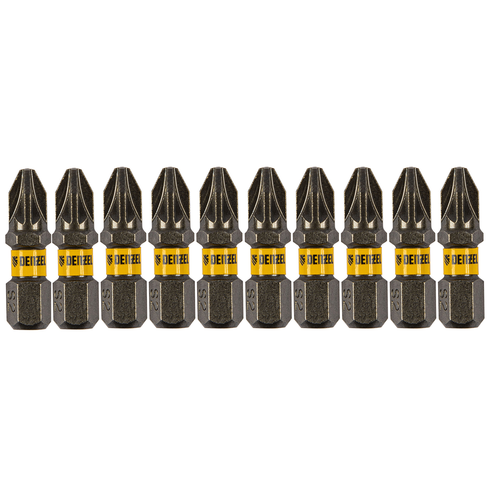 Бита PZ2х25, сталь S2, шестигранный профиль, 10 шт. Е 6,3 Denzel