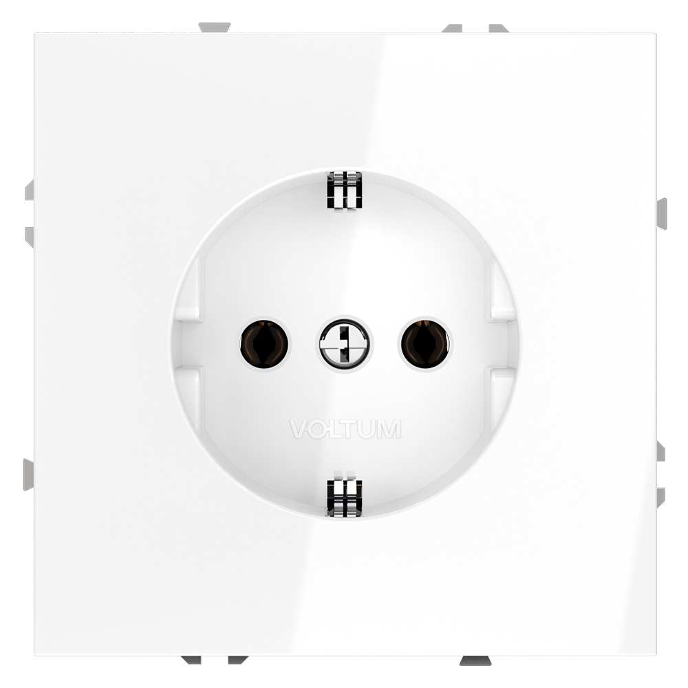 Розетка встраиваемая VOLTUM S70 с заземлением 16А, (белый глянцевый)
