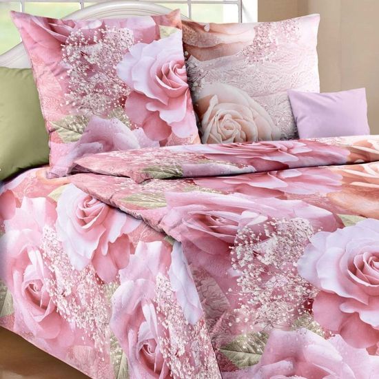 Полуторный комплект постельного белья Нежные розы поплин