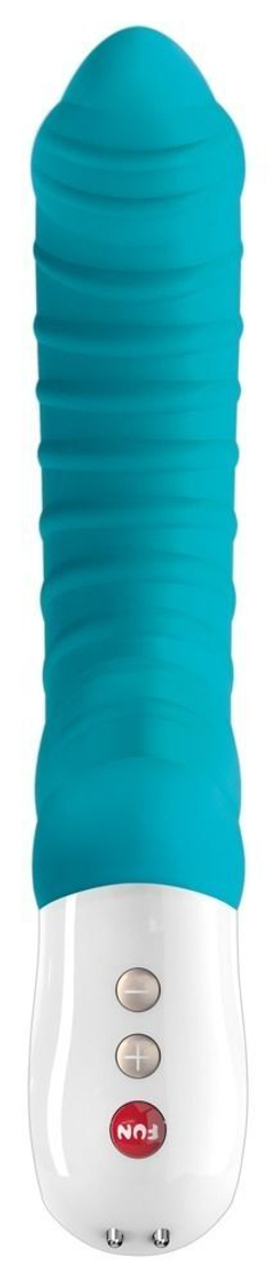 Бирюзовый вибратор с рёбрышками Tiger