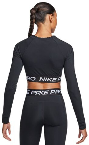 Женская теннисная футболка с длинным рукавом Nike Pro 365 Dri-Fit Cropped Long-Sleeve Top - black/white