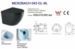 Унитаз подвесной WeltWasser AMBERG 350 + MERZBACH 043 GL-BL + AMBERG RD-CR черный глянцевый, безободковый, с крышкой микролифт, слив-торнадо, с инсталляцией и кнопкой хром глянцевый