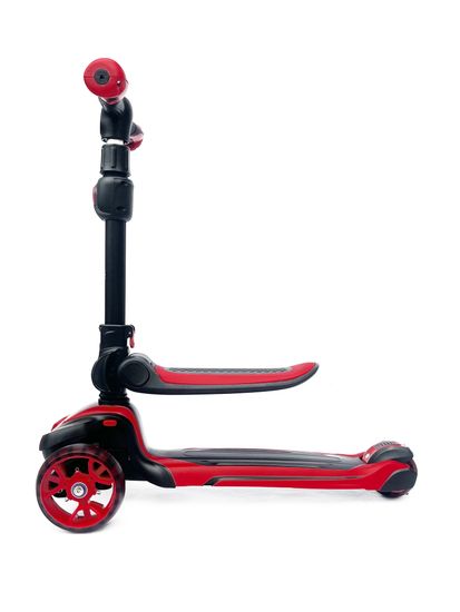 Самокат-беговел со светящимися колёсами 3 в 1 Scooter Micar Moby Black-Red