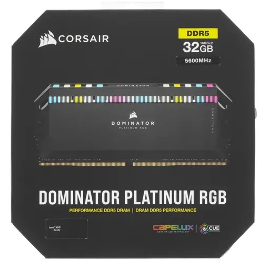 Оперативная память 32Gb DDR5 5600MHz Corsair Dominator Platinum 32 Гб, 2 модуля DDR5, 44800 Мб/с, CL36-36-36-76, 1.25 В, XMP профиль, радиатор, подсветка CMT32GX5M2B5600C36 (2x16Gb KIT)