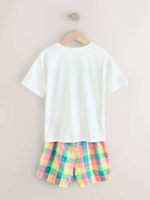 Футболка и шорты в комплекте для девочки Next AD0-174, Белый, Розовый, Салатовый