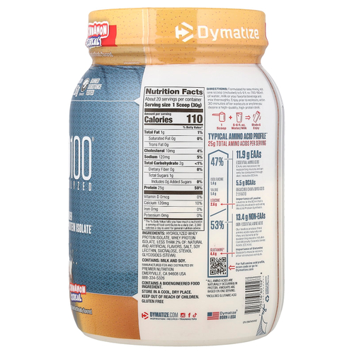 Dymatize, ISO100® Hydrolyzed, 100% изолят сывороточного протеина, со вкусом корицы, 610 г (1,34 фунта)