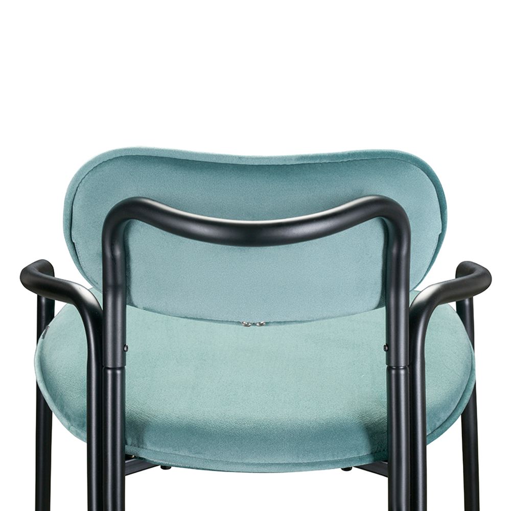 Стул барный Ror, Round, велюр, черный/светло-бирюзовый