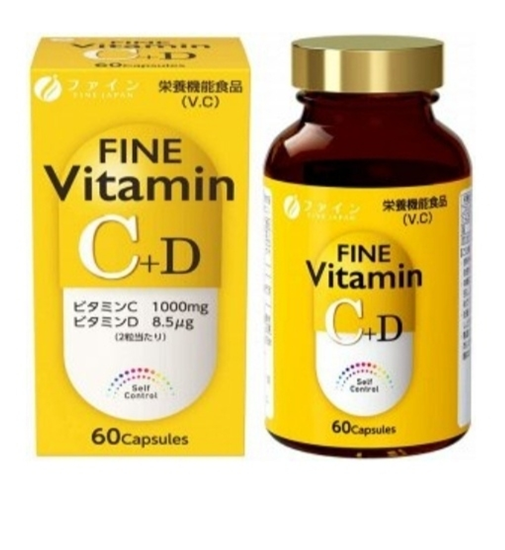 Fine Vitamin C+D - комплекс витаминов C и D,   60 капсул.