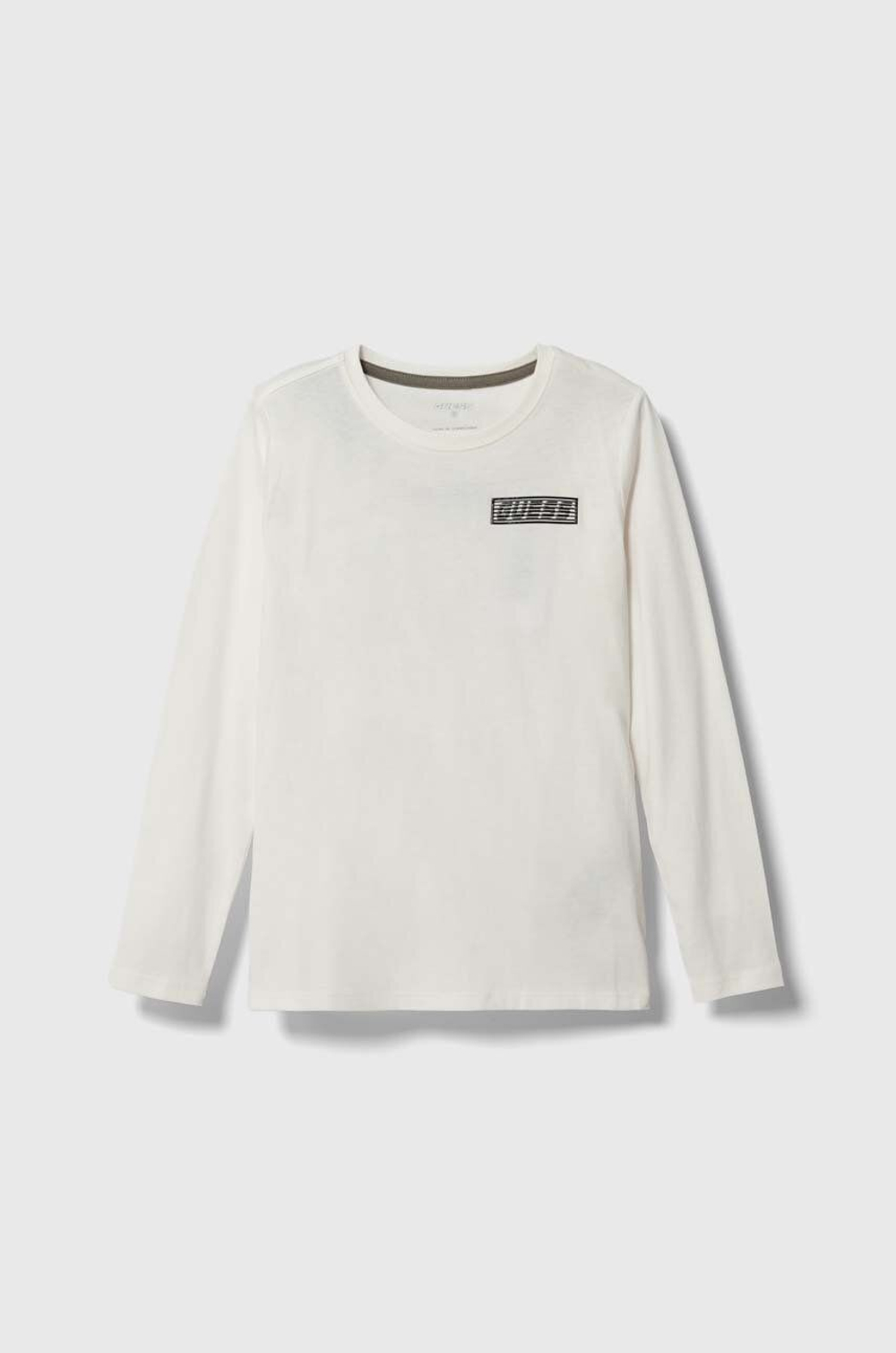 Футболка с длинным рукавом GUESS Экрю/Спинка: термопринт: прямоугольник с переливающимся логотипом (Мальчик)