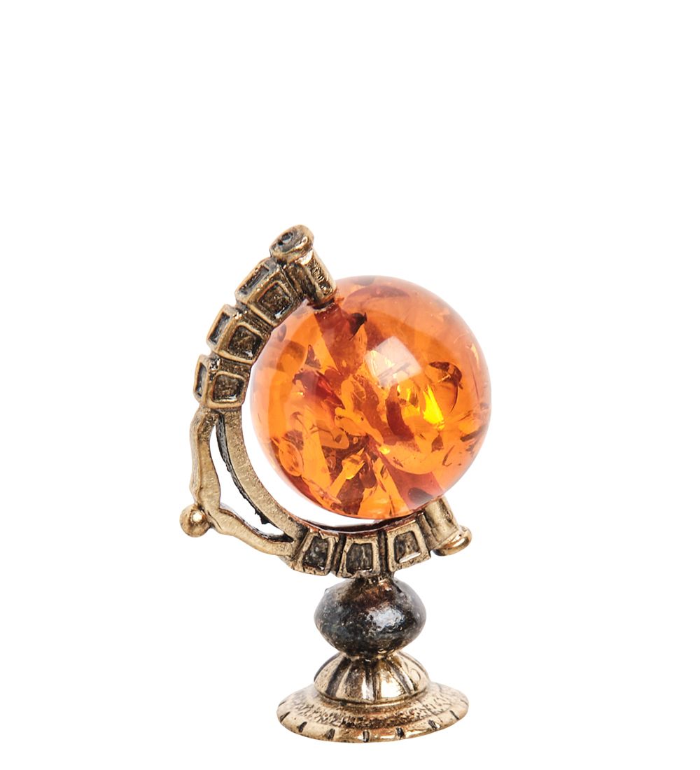 AM- 249 Фигурка «Глобус» (латунь, янтарь)