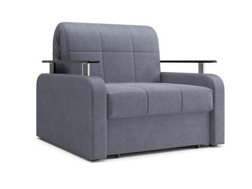 Кресло Денвер 0,8 - Velutto 32 серый/  коричневая накладка