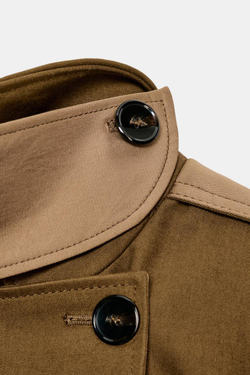 ZARA ДЛИННЫЙ КОМБИНИРОВАННЫЙ ТРЕНЧ — ZW COLLECTION, МЯГКИЙ КАШТАНОВЫЙ