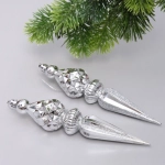 Ёлочные игрушки «Сказочная сосулька» 17,8 см, Серебро (набор 2 шт)