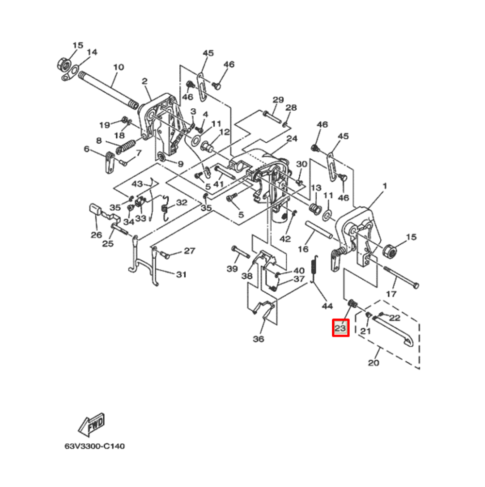 Пружина фиксатора наклона подвески Yamaha 9.9-30 (RT)