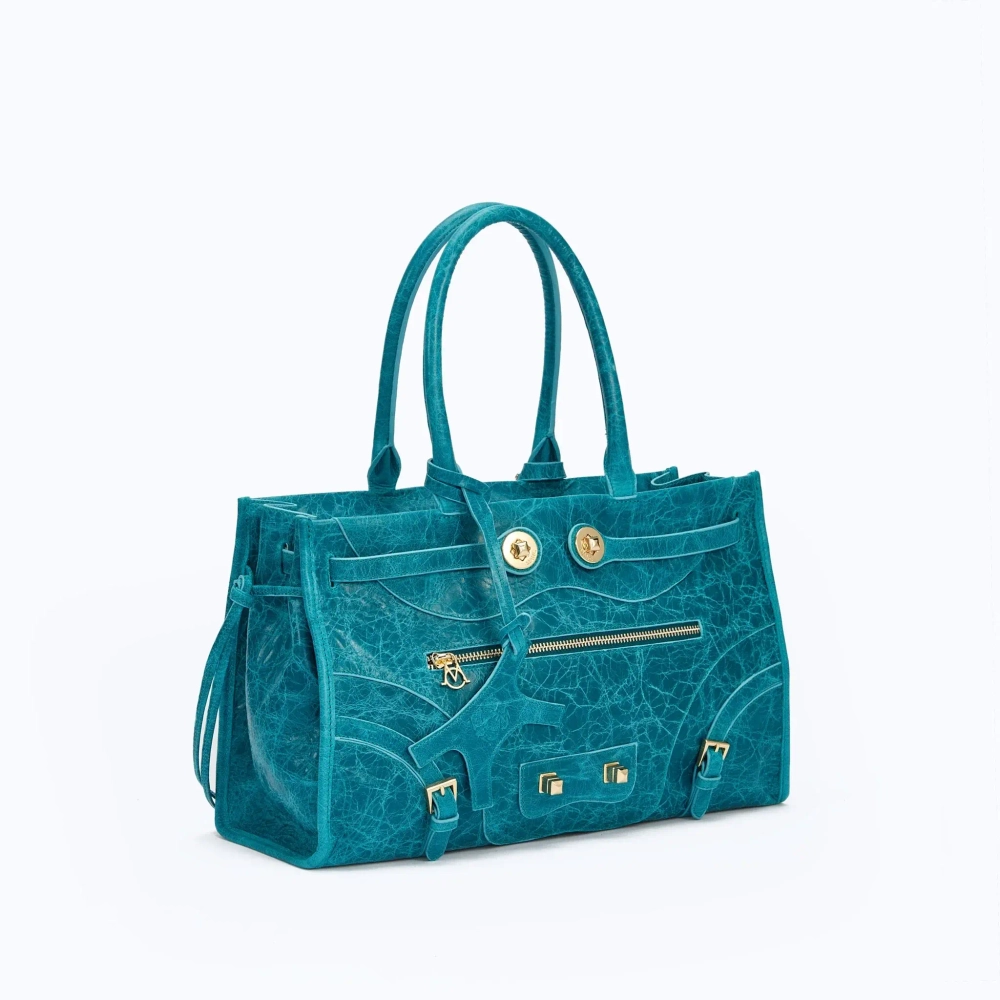 MANC КОЖАНАЯ СУМКА "ZOUZOU", БИРЮЗОВЫЙ