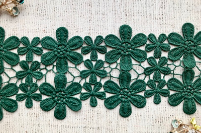 Кружево матовое плетеное, ш. 10,5-11 см, тёмно-зелёный