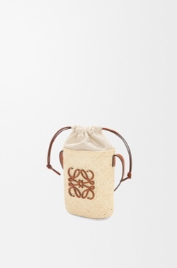 Loewe Сумка-мешок из пальмы и телячьей кожи, натуральный/коричневый