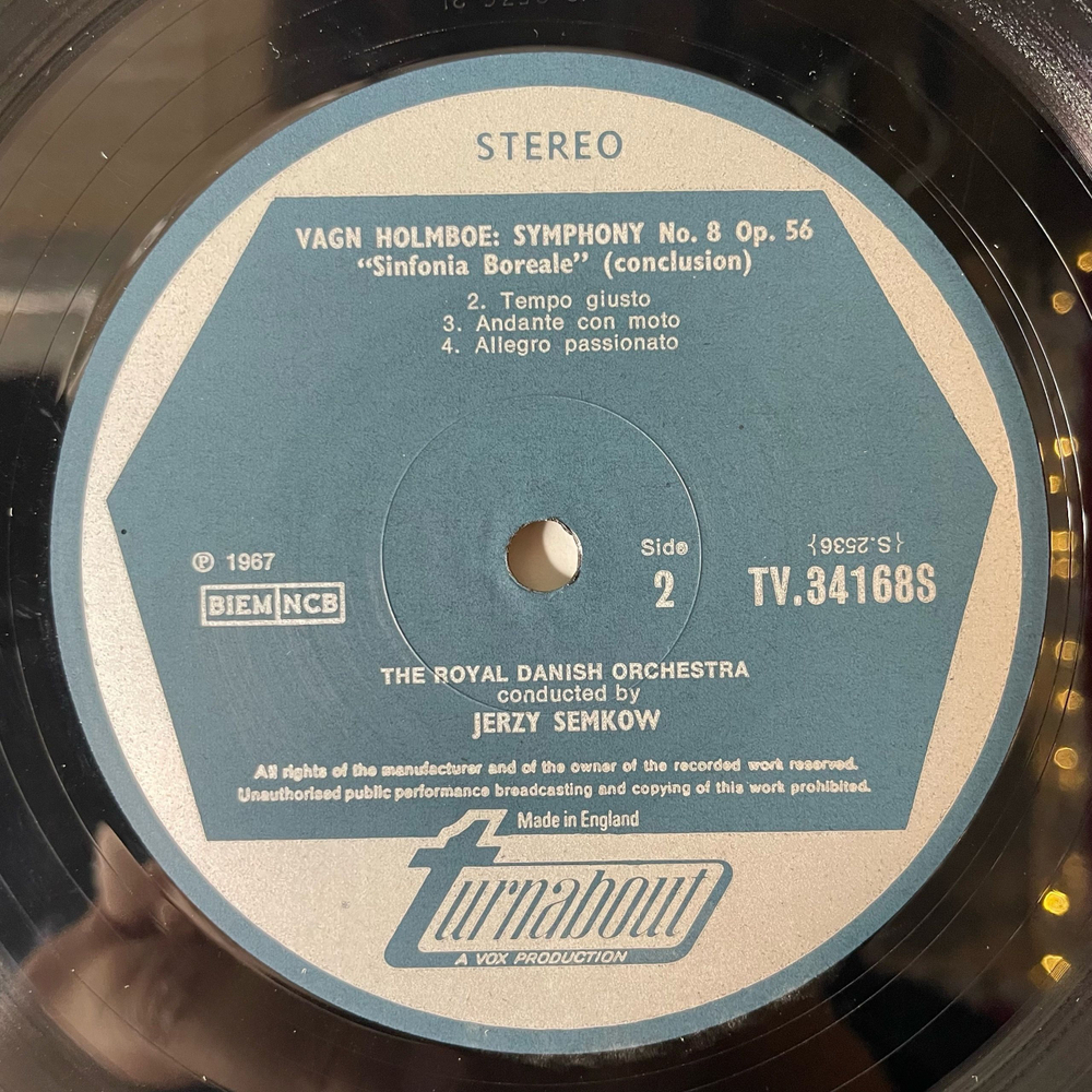 Винтажная виниловая пластинка Vagn Holmboe, Per Norgard, The Royal Danish Orchestra, Jerzy Semkow Symphony No. 8 Sinfonia Boreale, Constellations (Англия 1969)