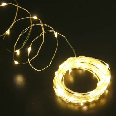 Гирлянда для улицы «Росинка» 10 м 100 ламп LED проволочн.провод, 8 реж.,IP-54, Теплый белый (солнечная батарея)