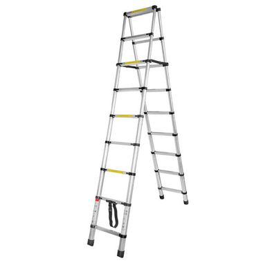 Лестница телескопическая двухсекционная (0.7-2.6+2.6м,8+8ступенек, max нагрузка 150кг, вес 12,6кг) FORCEKRAFT FK-BL-TA260