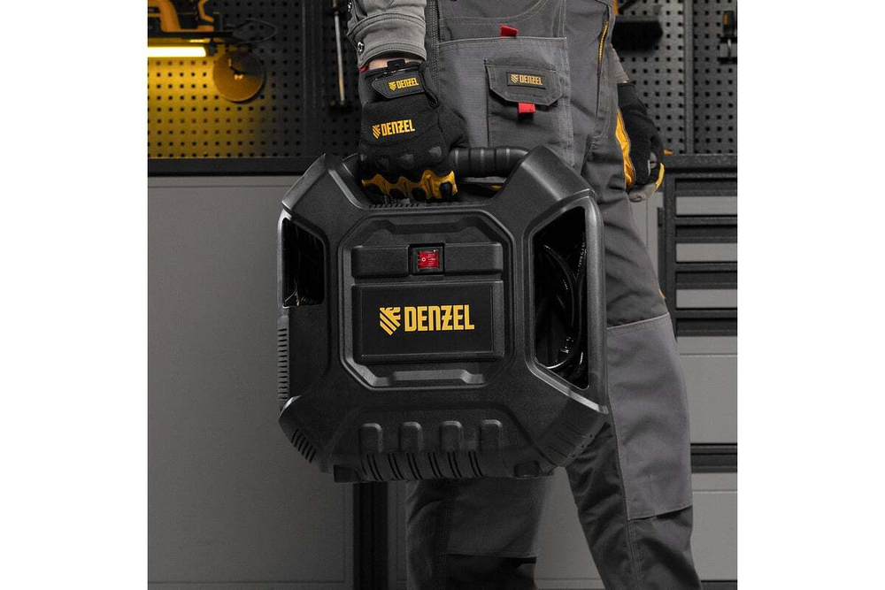 Воздушный компрессор Denzel DL1100 1,1 кВт, 180 л/мин, с набором аксессуаров 58005