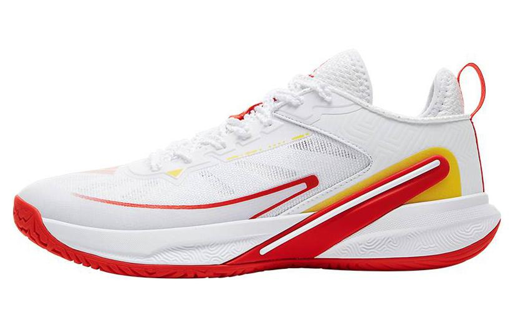 PEAK Taichi Volleyball Shoes Cushioning, Wear Resistant Low top Training Shoes Men"s White Red