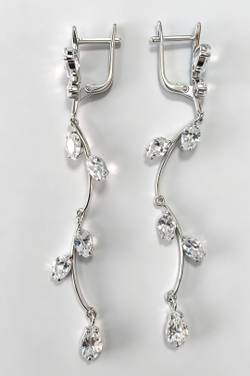 Ювелирные серьги из серебра 925 пробы с фианитами