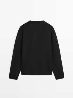 Massimo Dutti Кардиган из смесовой шерсти с V-образным вырезом, черный