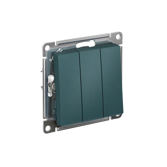 Выключатель 3-кл. СП AtlasDesign 10А IP20 (сх. 1+1+1) 10AX механизм изумруд SE ATN000831