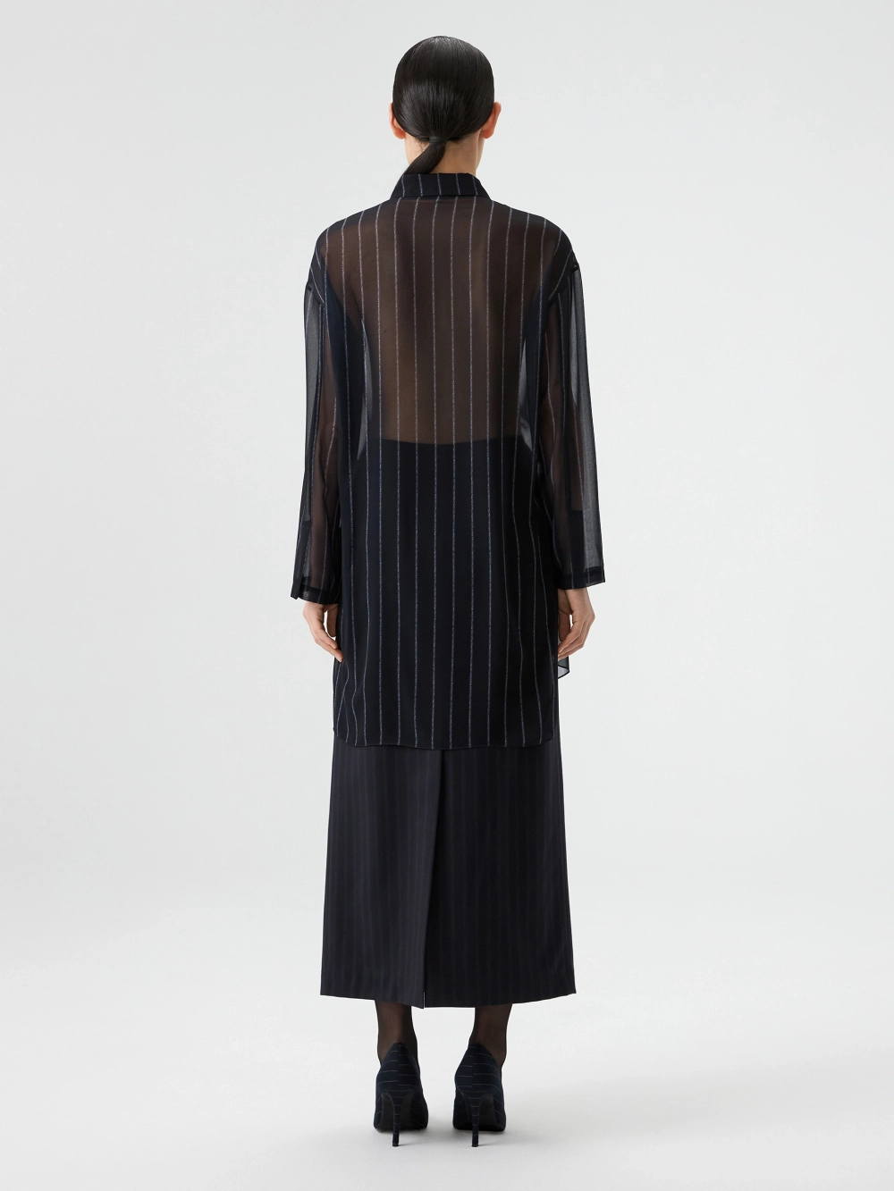 Удлиненная рубашка в полоску OLA OLA