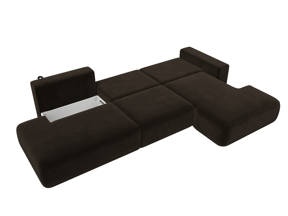 Диван угловой Лига-036 НПБ Модерн Лонг правый угол МИКРОВЕЛЬВЕТ Коричневый