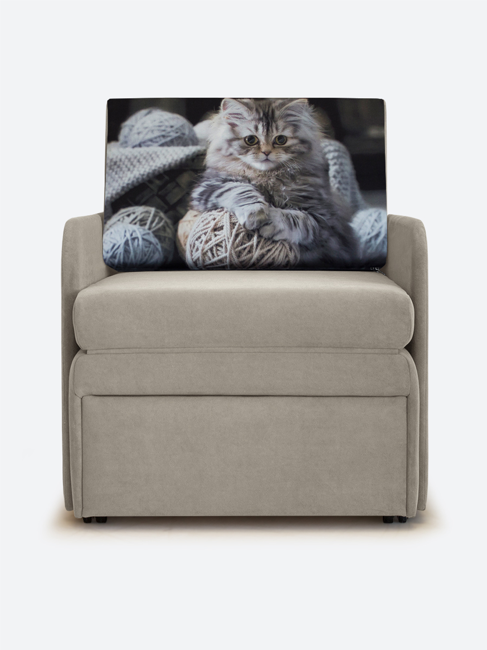 Кресло-кровать "Миник" с подлокотниками, купон Котенок в клубках