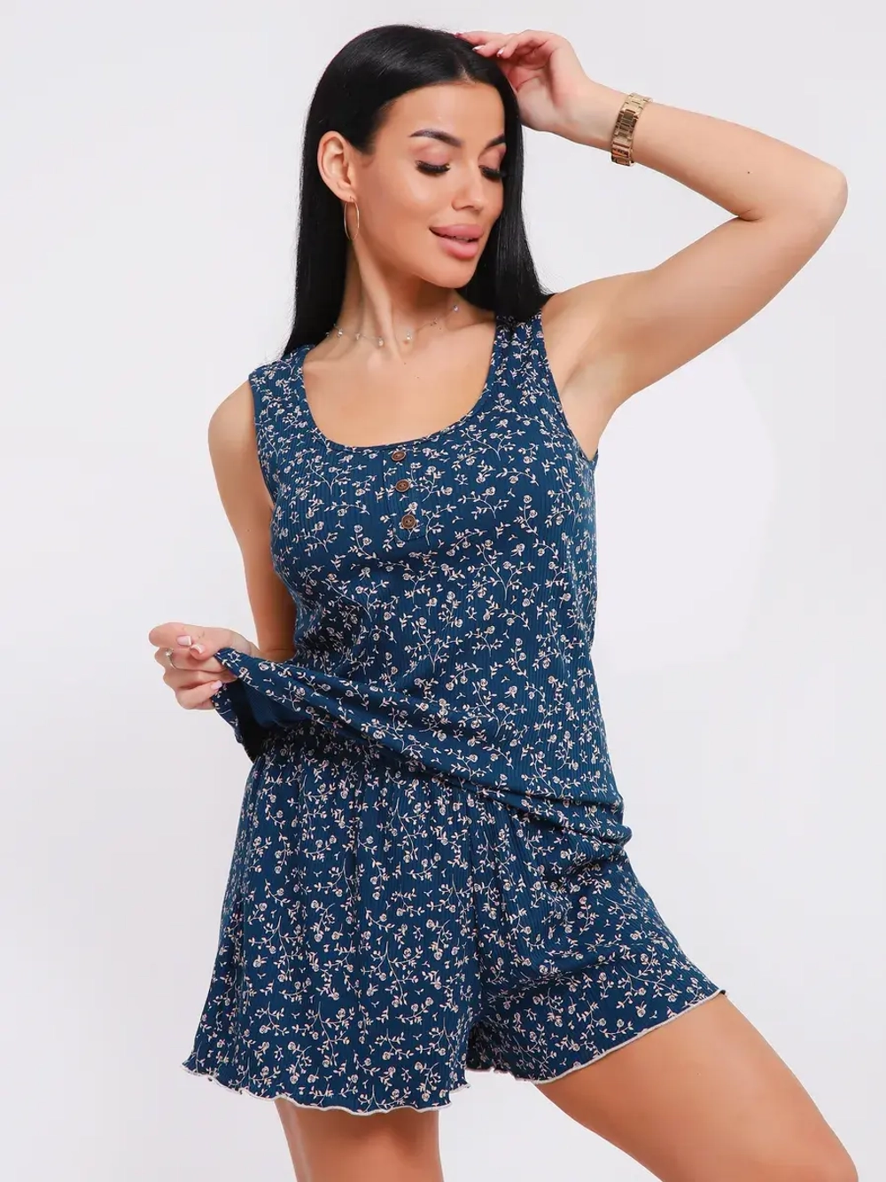 Пижама женская с шортами лапша