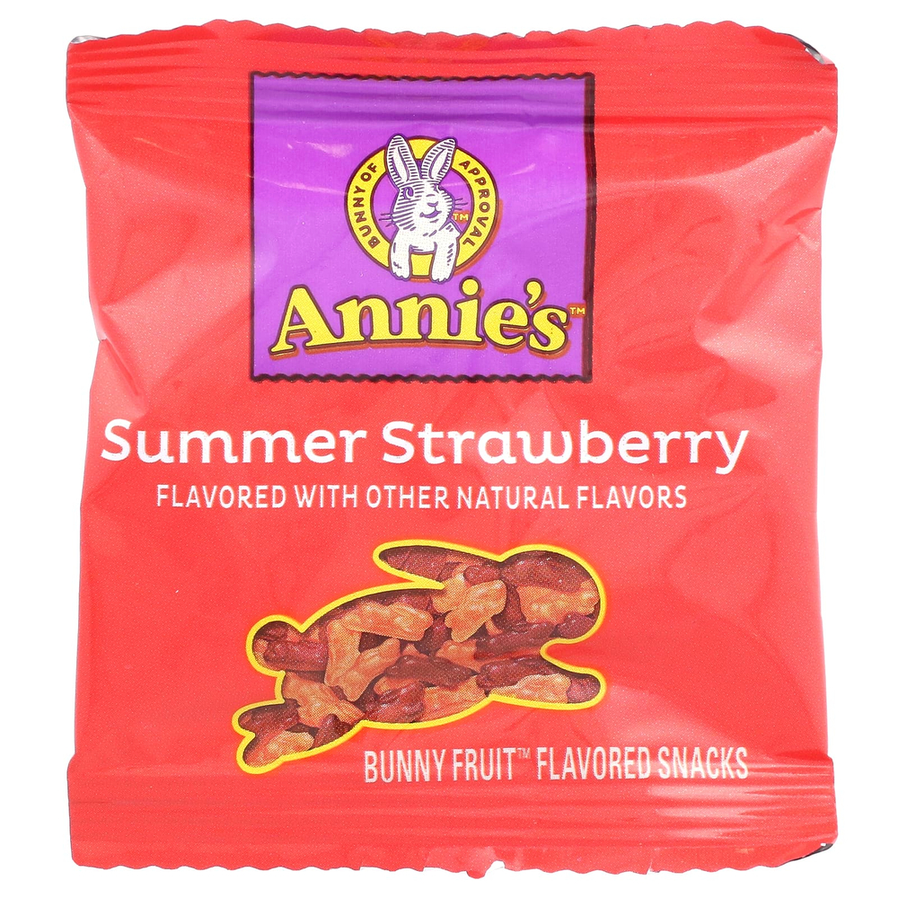 Annie's Homegrown, Organic Bunny Fruit ™ Snacks, летняя клубника, 10 пакетиков по 19 г (0,7 унции)