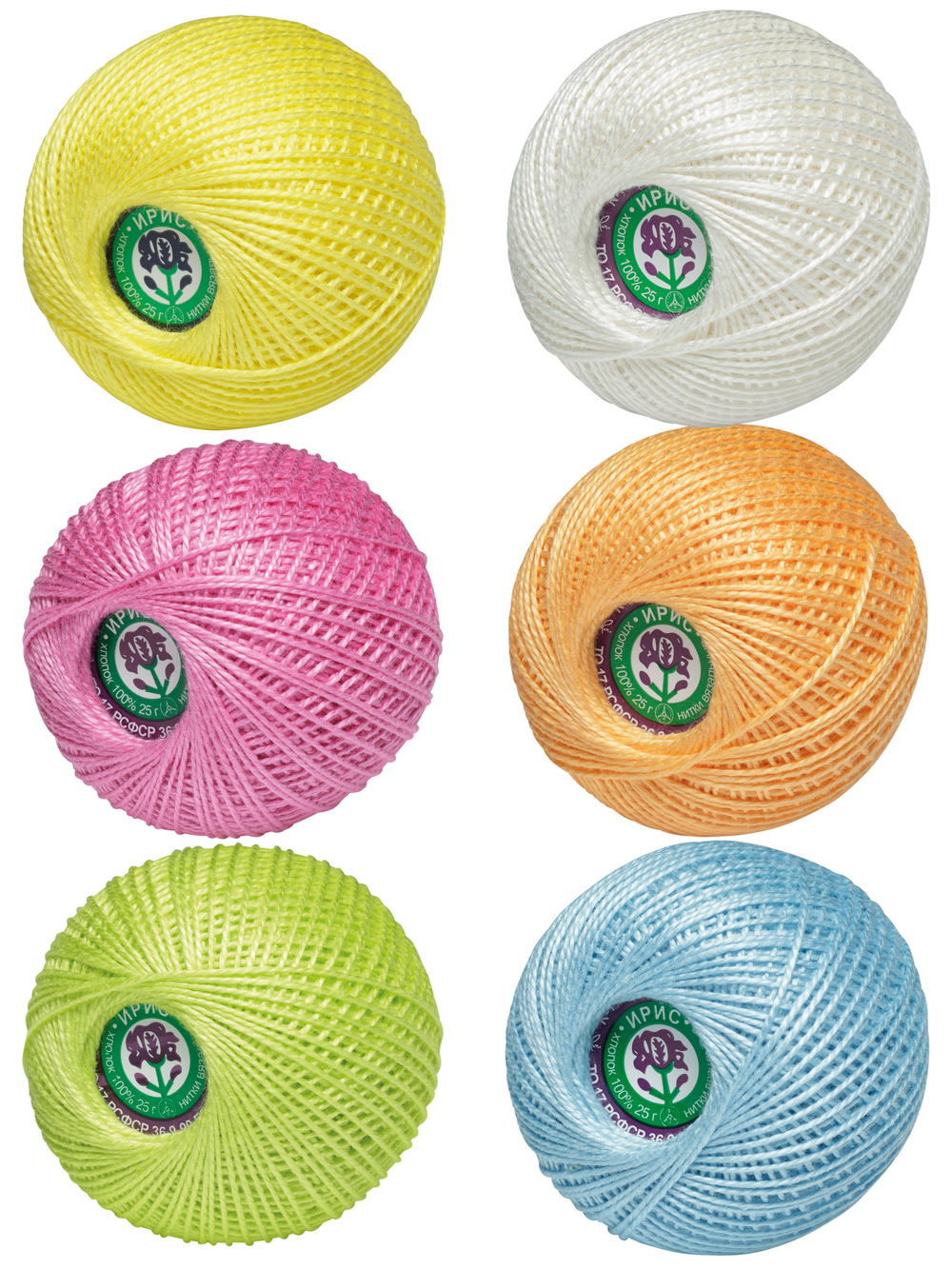 Набор ниток для вязания и рукоделия Ирис ПНК Киров 6 шт.