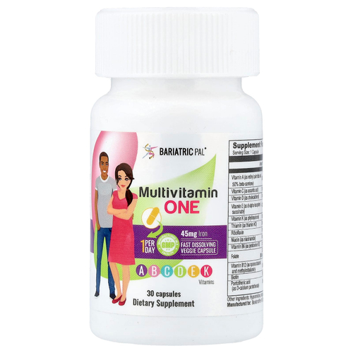 BariatricPal, мультивитамины с железом, 30 капсул